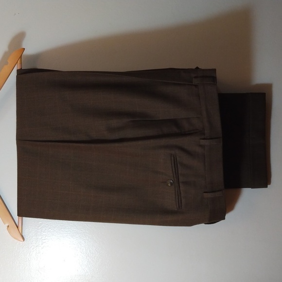 Nautica Brown Wool/Cashmere Glen Check Dress Pants 36 - 29.5 - Picture 9 of 15